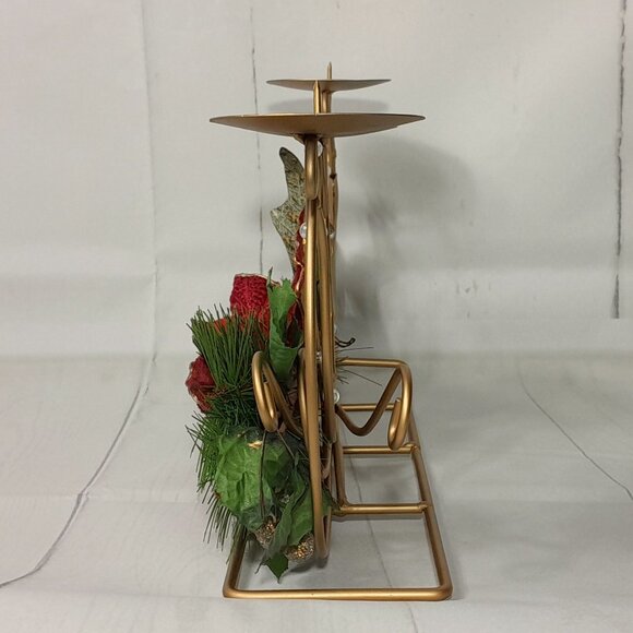 Candle Holder Reindeer Poinsettia Litetyme Handcrafted Metalworks - Picture 5 of 16